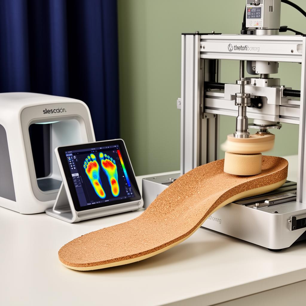 Technician heat-molding an orthotic insole